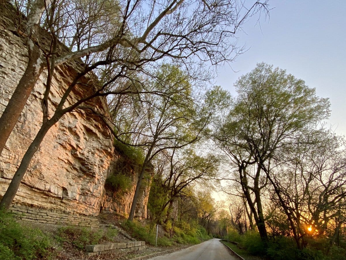 Inside the SubTropolis business complex in Kansas City, MO: stamps, federal records and a giant warehouse under one rock roof 9 Cliff Drive yellow limestone street sunset by Reservoir