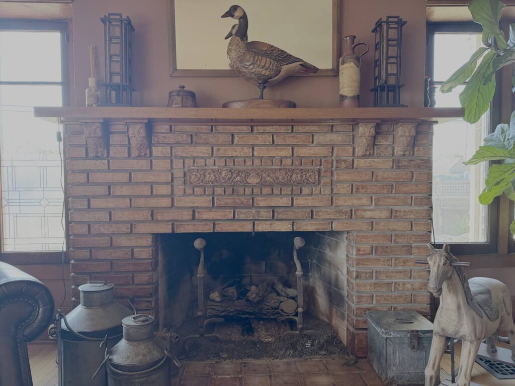 Batchelder fireplace in the living room of the Henry Levy House