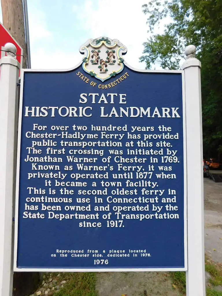 Chester Hadlyme Ferry Historic Marker