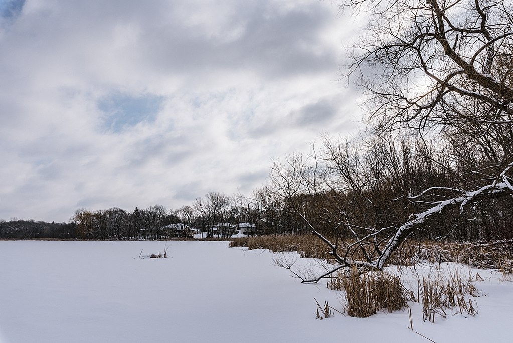 Fish Lake - Snow-Covered and Frozen in Winter - Maple Grove, Minnesota