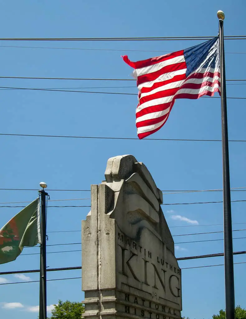 Flag flies over Martin Luther King, Jr. National Historical Park