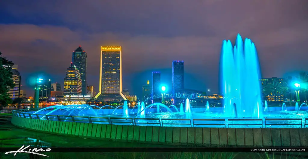 Jacksonville Florida Skyline at Friendship Fountain